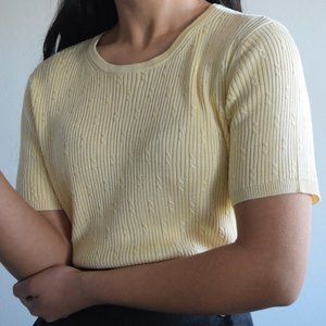 90's Liz Claiborne silk crewneck knit top butter Medium